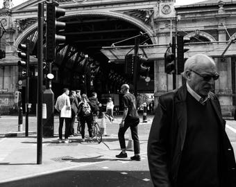London Photography, Black And White Print, Farringdon, Street Photography, Old Man, London Print, Wall Art, Home Decor, Art Print, Cityscape