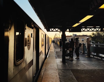 New York Sunset, NYC Sunset, Subway Print, New York Photography, New York Cityscape, The Bronx, Forest Houses, Longwood, Morrisania, NYC