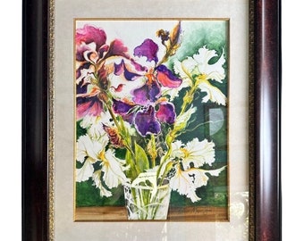 Iris Garden- Original Watercolor Panting by Rebecca Mann