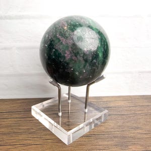Ruby Zoisite Sphere 2.65” 1lb 1oz Green Purple Crystal Ball Display #53