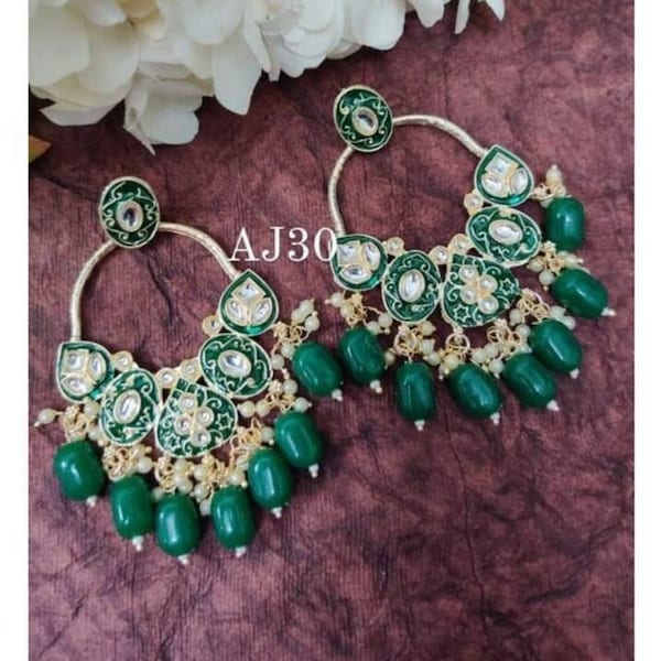 Kundan crystal earrings main image 1
