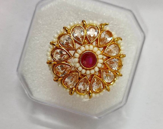 Buy Kundan Adjustable Ring With Gold Plating 500834 | Kanhai Jewels