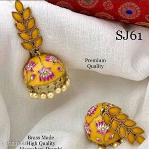 Lovely Enamel Jhumki Earrings/Indian Traditional Handmade Jhumki Earrings/Meenakari Earrings.