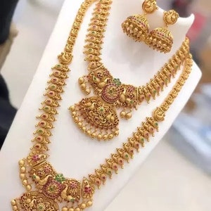 Golden necklace/temple necklace/temple jewellery/south temple jewellery/south wedding jewellery. image 3