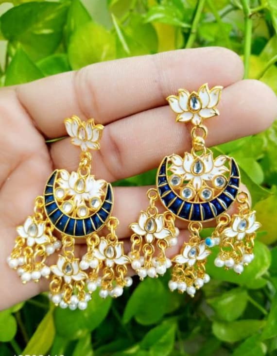 Gold Plated Peacock Kundan Jhumka Earring  beadsnfashion