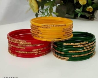 Beaux bracelets en verre pour femmes et filles, bracelets indiens, bijoux de mariage, bracelets colorés festifs