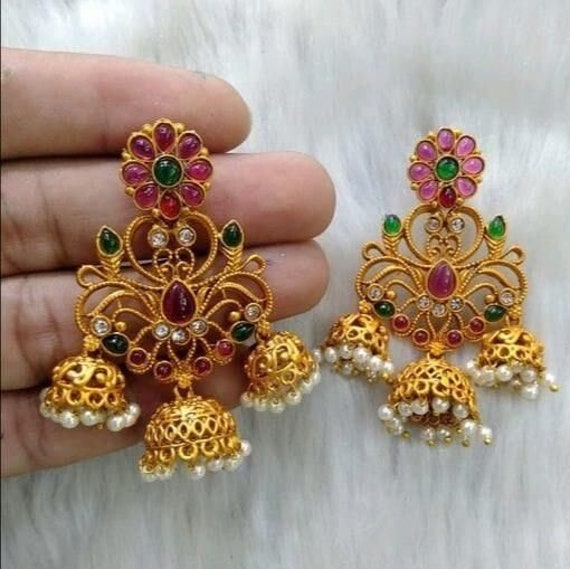 South Indian antique gold earrings designs - YouTube