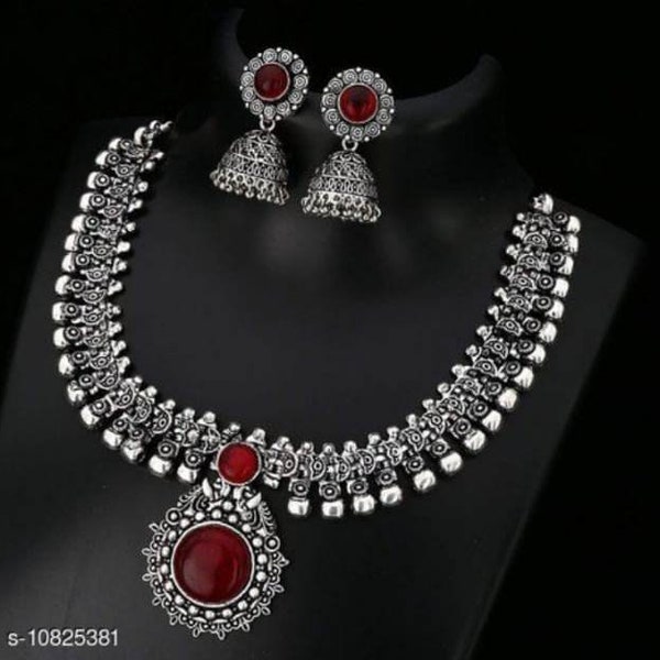 Lovely Indian jewelry, Earrings for Girls, Oxidised jewelry, Indian Jewellery, Silver Jewlery, Silver Necklace
