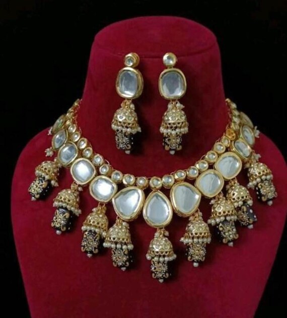 Beautiful Kundan Necklace Set Simple Kundan Set Multi Color