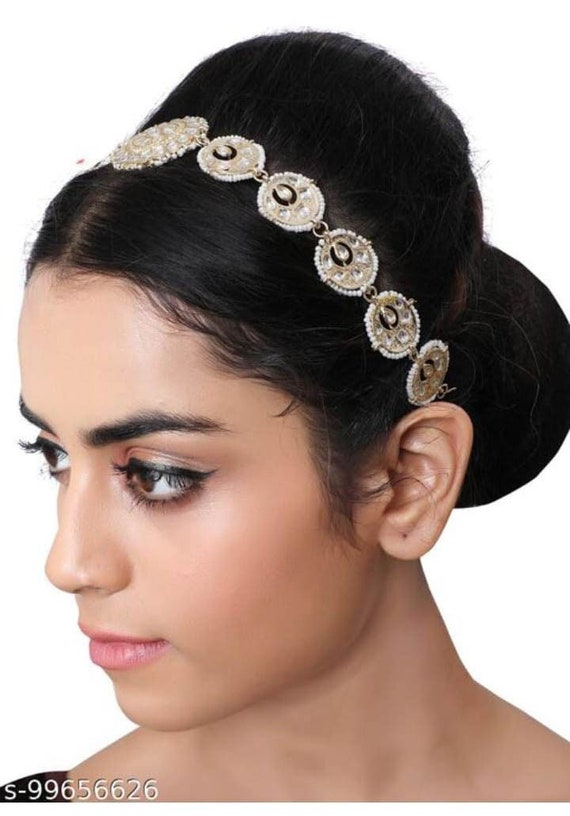 Awesome Kundan Hair Matha Patti Hair Jewellery Indian Bridal Hair Jewellery Handmade Kundan