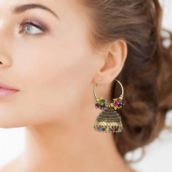 Amazon.com: Indian Earrings for Women Traditional Jhumka Earrings Jhumki  Bells Earrings Indian Ethnic Dangle Earrings Vintage Bohemian Tassel Earrings  Jewelry Gifts for Girls: Clothing, Shoes & Jewelry