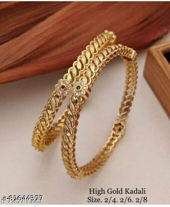Great Deal! Stylish White stone Bangles Bracelets | Gold plated Americ –  Indian Designs
