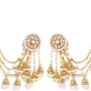 Beautiful Indian Gold Plated Jhumki/Jhumka Earrings, Kundan Jhumka/Jhumki, Bollywood, Indian Bridal Jewelry,Bahubali Devasena Earrings.