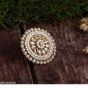 Beautiful Fine Kundan Ring/ Meenakari Ring/Adjustable Ring/ Indian Ring/ Indian Jewelry/ Bollywood Jewelry