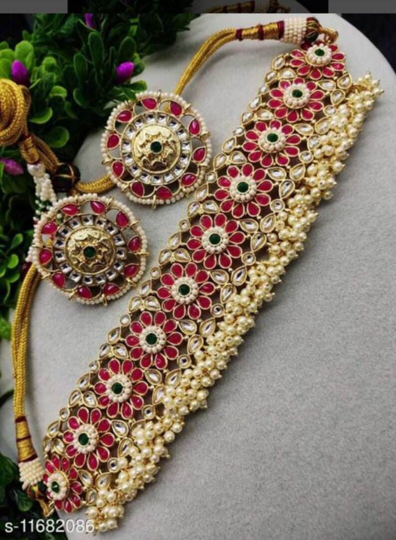 Polkhi Set. Beautiful INDIAN KUNDAN NECKLACE,Kundan Necklace Set Earring Jewelry,Bollywood,Ethnic,Sabyasachi Necklace,Bridal Jewelry