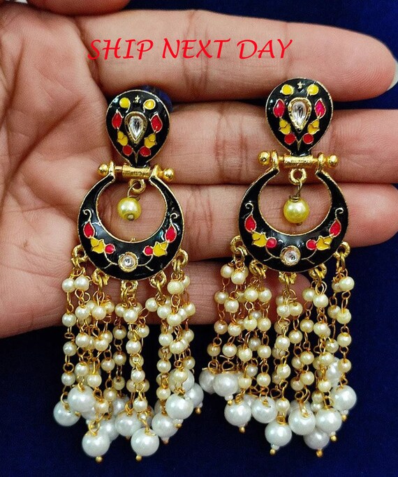 Kundan jhumka online earrings design