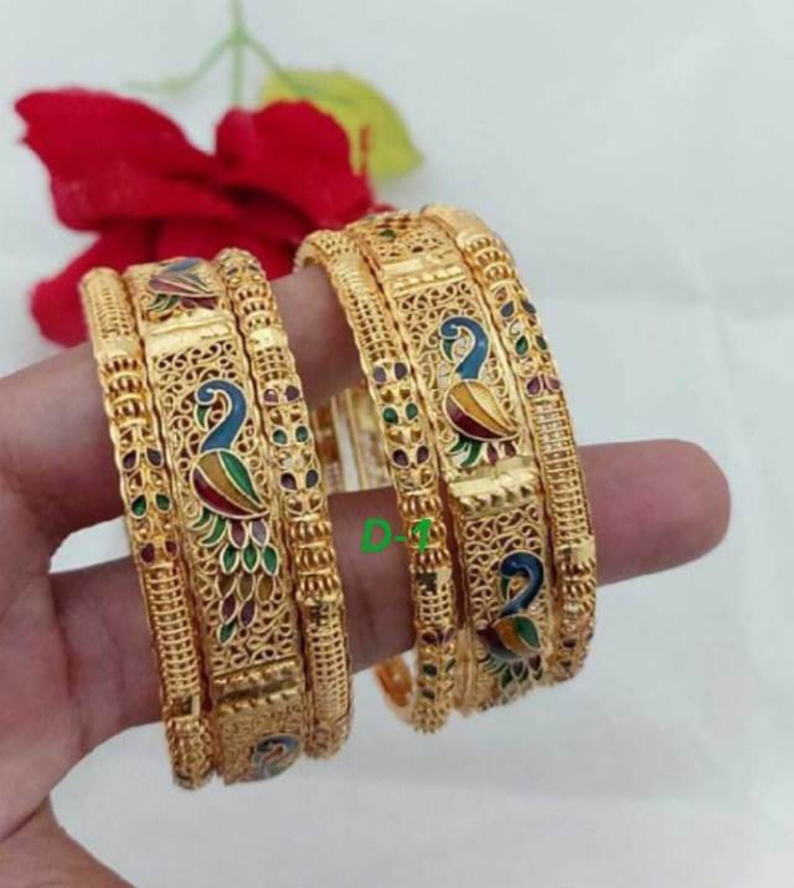 Beautiful Antique Gold Plated Bangles Indian Bangles Etsy
