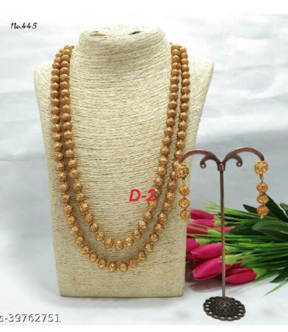 Gold Traditional Pearl Choker Necklace Set-Gold Choker Necklace