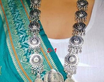 Encantadoras joyas indias oxidadas, joyas étnicas, tachonadas de piedra, juegos de collares, tachonadas de perlas, hechas a mano, plata alemana.