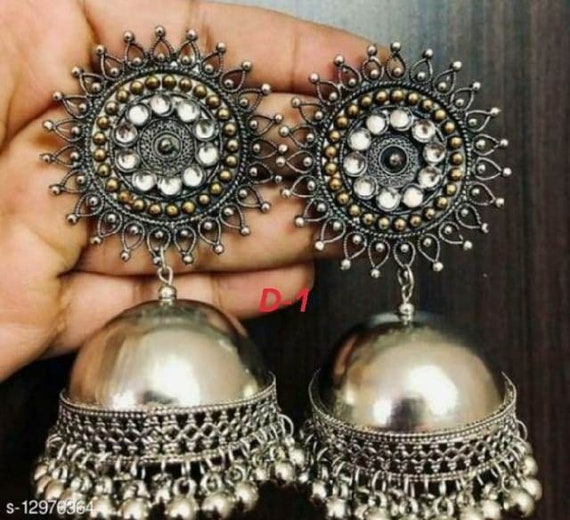 Bollywood Pink Oxidized Silver Long Dangler Drop Earrings – Silvermerc  Designs