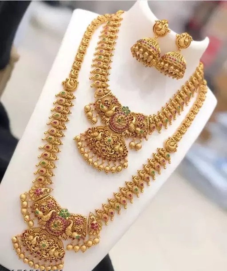 Golden necklace/temple necklace/temple jewellery/south temple jewellery/south wedding jewellery. image 2