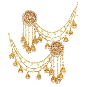 Bahubali Devsena CZ Pearl Ethnic Indian Bollywood Designer Jhumki Earrings Set  Gold Plated Jhumki/Jhumka Earrings, Kundan