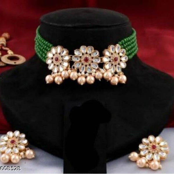 New Design INDIAN KUNDAN NECKLACE,Kundan Necklace Set Earring Jewelry,Bollywood,Ethnic,Sabyasachi Necklace,Bridal Jewelry, Polkhi Set.