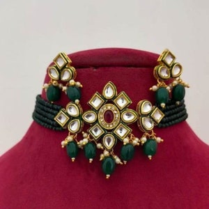 Beautiful INDIAN KUNDAN NECKLACE,Kundan Necklace Set Earring Necklaces For Women,Bridesmaids Necklace Set, Kundan Wedding Jewellery