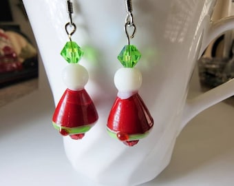 Glass Santa Hat Earrings