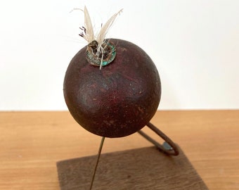 Vintage Fishing and found object assemblage - Wooden Ball Float