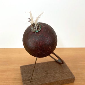 Vintage Fishing and found object assemblage - Wooden Ball Float
