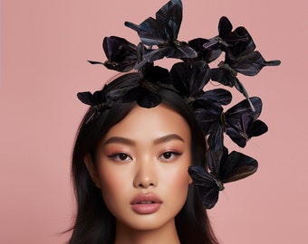 Raven Butterfly Fascinator Halloween Costume, Black Butterfly