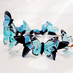 Aquamarine Dream Butterfly Crown, Butterfly Fascinator, Derby Hat Accessory image 2