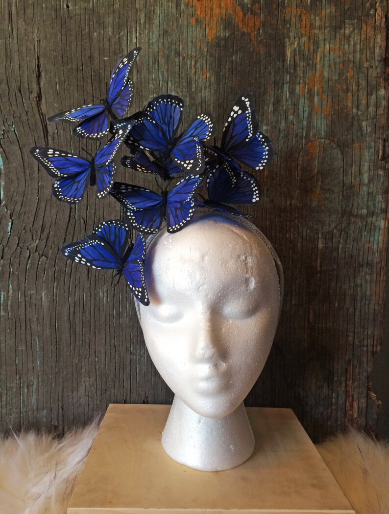 Indigo Blue Butterfly Fascinator Etsy