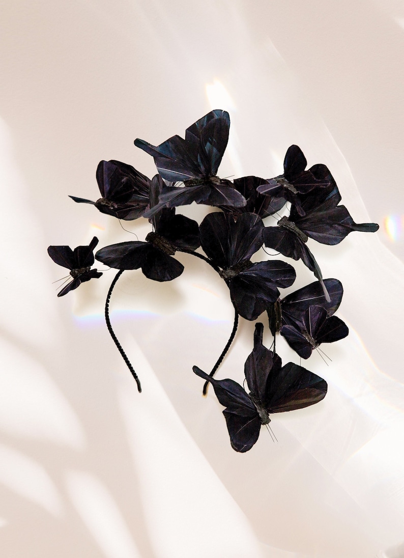 Raven Butterfly Fascinator, Black Butterfly image 2