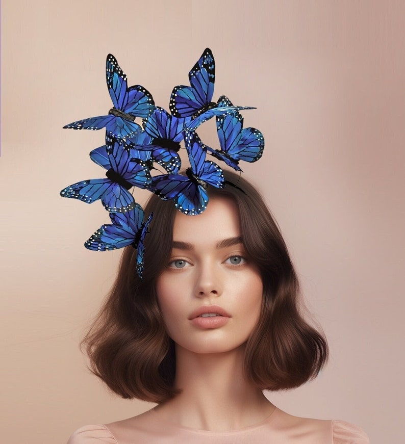 Derby Blue Butterfly Fascinator image 1