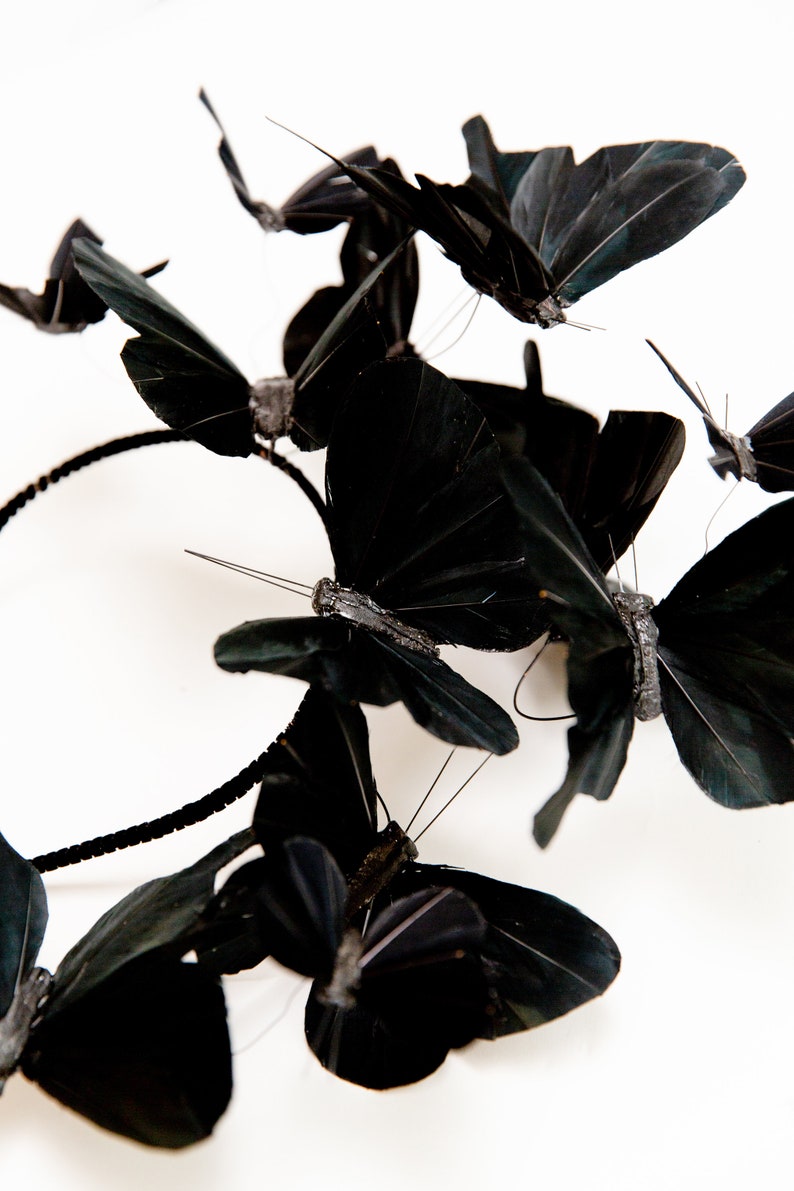 Raven Butterfly Fascinator, Black Butterfly image 4