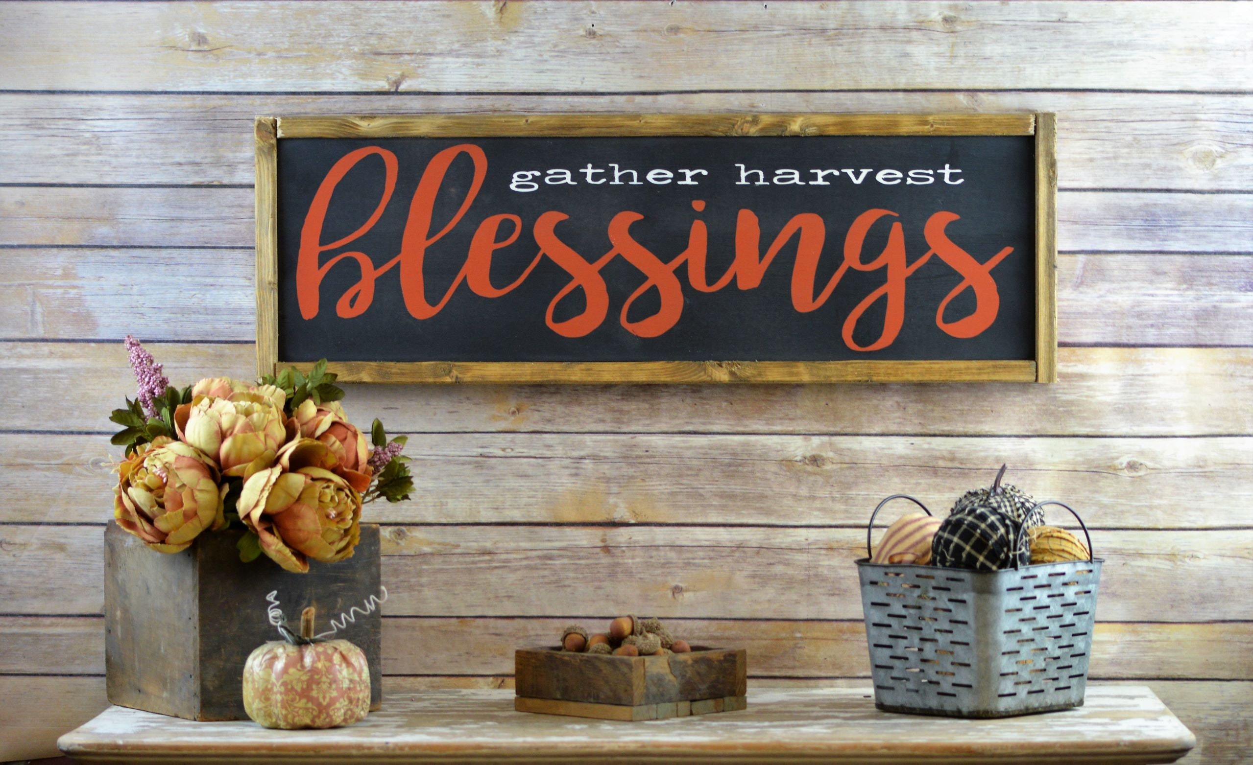 Gather Harvest Blessings Fall Wood Signs for Porch Outdoor Etsy