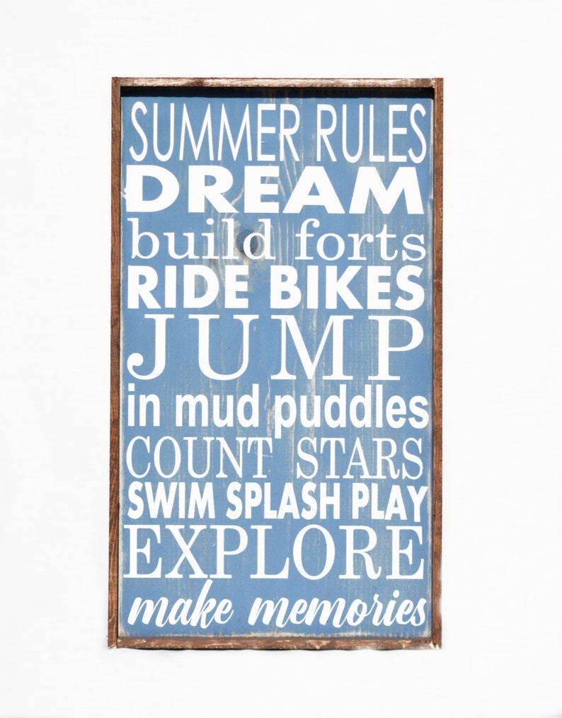 Summer Rules Painted Wood Sign Porch Decor Playroom Etsy