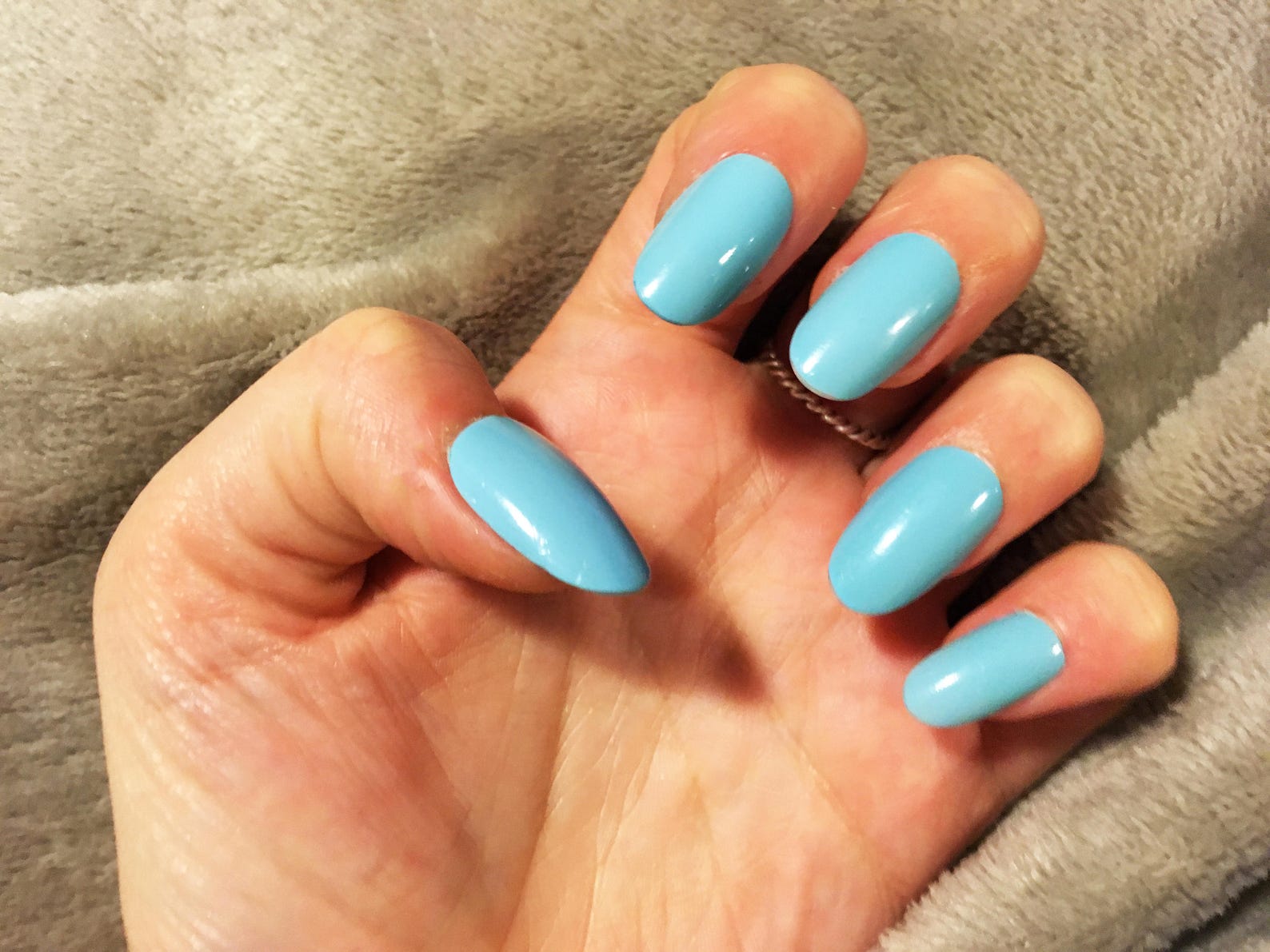 Sky Blue False Nails Hand Painted Fake Stick on Nails Etsy