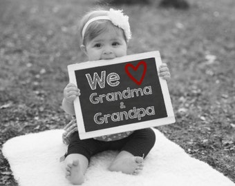 We Love Grandma And Grandpa, Printable Chalkboard Sign, Gift For Grandpa, Gift For Grandma, Mother's Day Gift, Grandparents Day Gift