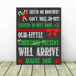 Anuncio de embarazo navideño, revelación de bebé navideño, revelación del tercer embarazo, tercer bebé, tercer hijo, anuncio de embarazo de diciembre