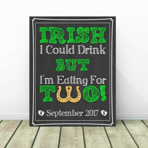 St. Patrick’s Day Pregnancy Announcement, St Patrick Reveal, St Patrick Pregnancy Sign, March Pregnancy Reveal, Irish I Could Drink