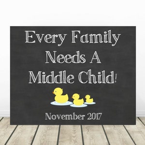 3rd Pregnancy Announcement, Baby Announcement, Pregnancy Chalkboard, Baby Reveal, Pregnancy Reveal, Middle Child, 3rd baby, Sibling Sign image 1