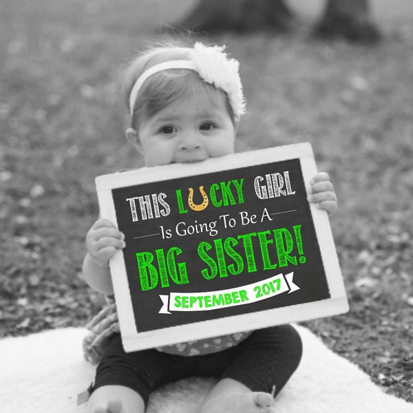 St. Patrick’s Day Pregnancy Announcement, Big Sister Announcement, Sibling Announcement, St. Patrick’s Day Big Sister, Pregnancy Reveal