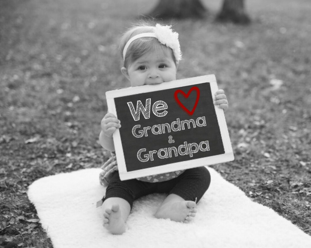 We Love Grandma and Grandpa, Printable Chalkboard Sign, Gift for ...
