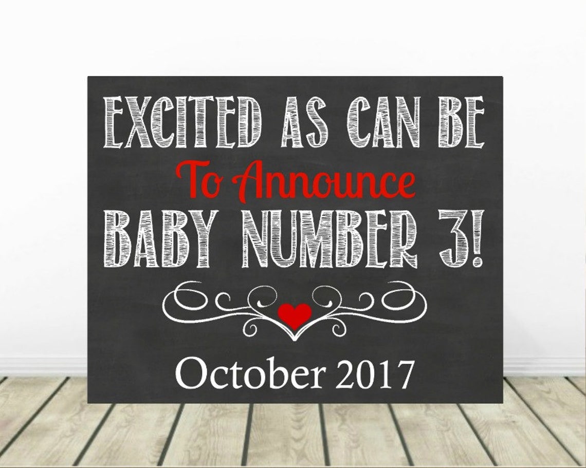 Excited as Can Be to Announce Baby Number 3 3rd Pregnancy Etsy