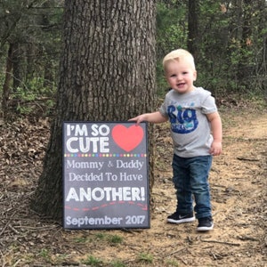 2nd Pregnancy Announcement, Pregnancy Chalkboard Sign, Baby Reveal, Baby Announcement, Pregnancy Reveal, Sibling Announcement, 2nd Baby image 2