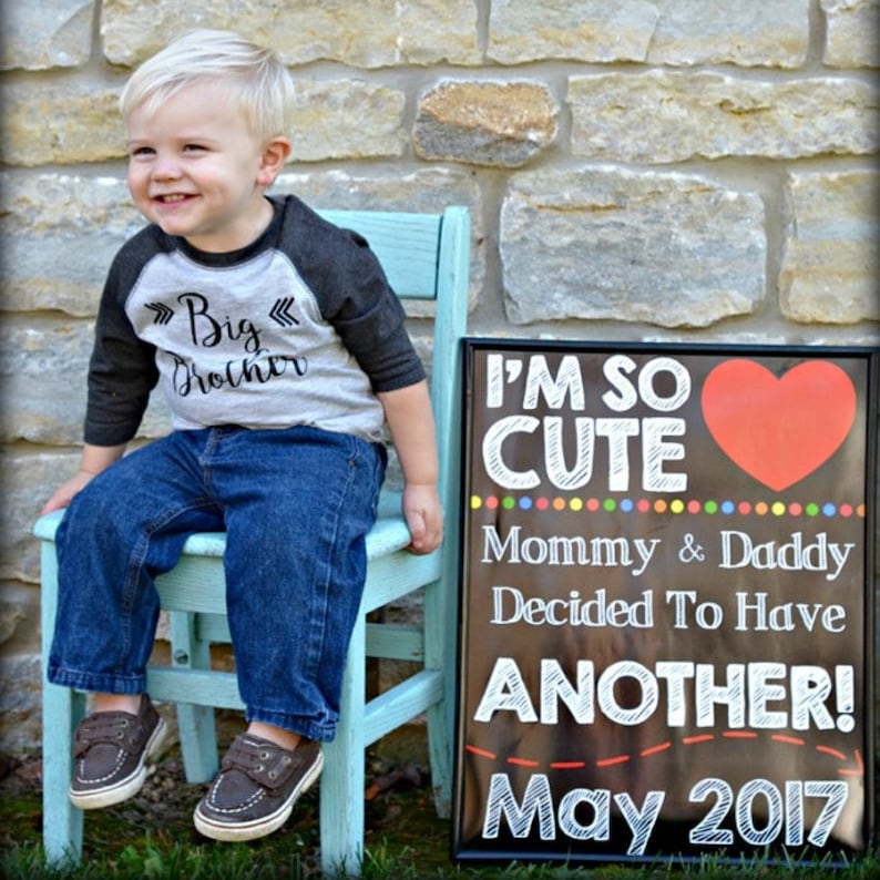 2nd Pregnancy Announcement, Pregnancy Chalkboard Sign, Baby Reveal, Baby Announcement, Pregnancy Reveal, Sibling Announcement, 2nd Baby image 4