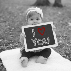 I Love You, Printable Chalkboard Sign, Baby Photo Prop, Gift For Dad, Gift For Mom, Anniversary Gift For Husband, Valentine's Day Gift image 1